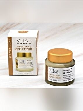 Vital Beauty Brightening Eye Cream Power Glow with Vitamin C & Caffeine NIB